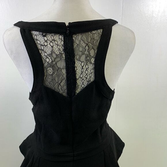 Heartloom Madelyn Black Cocktail Lacy Peplum Dress Size M - Picture 7 of 15